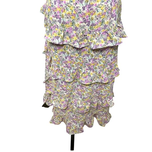 Lush Maxi Sundress Boho Tiered Ruffle Adjustable Straps Yellow/Lavender W L NWT - Picture 8 of 11